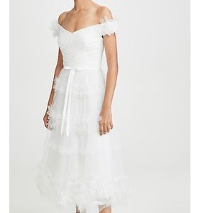 Marchesa Notte off shoulder 3D floral Gown